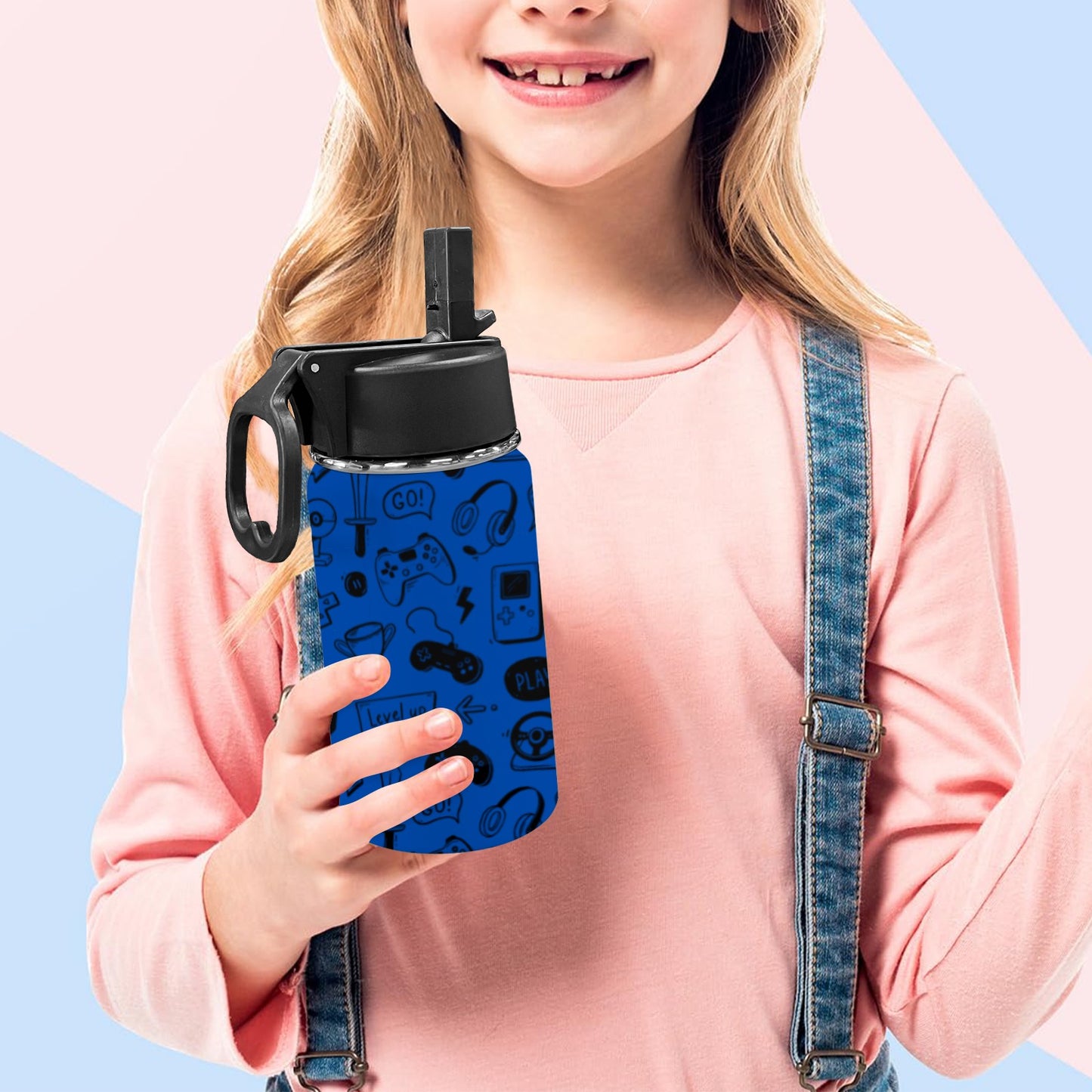 Gamers Kids Water Bottle with Straw Lid (12 oz)