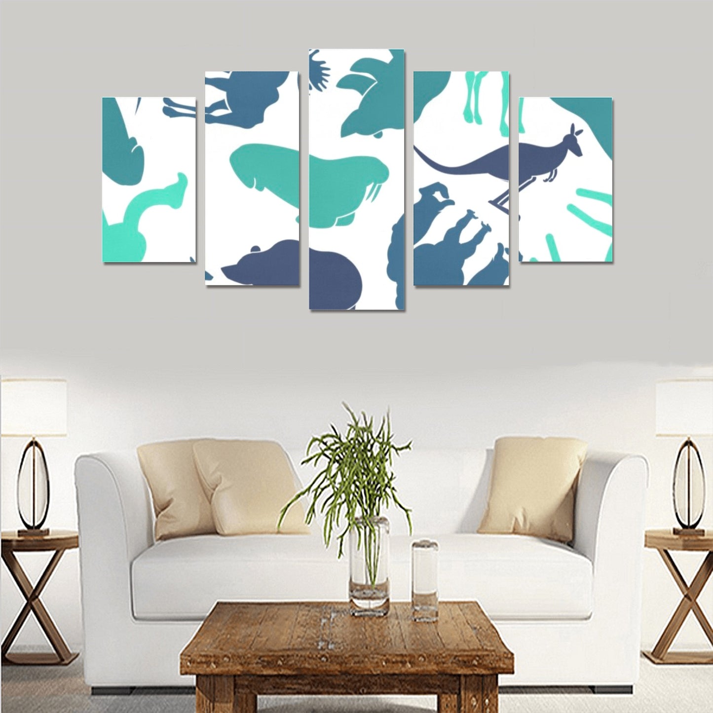 Blue Animals Canvas (No Frame) Send A Message To Personalize