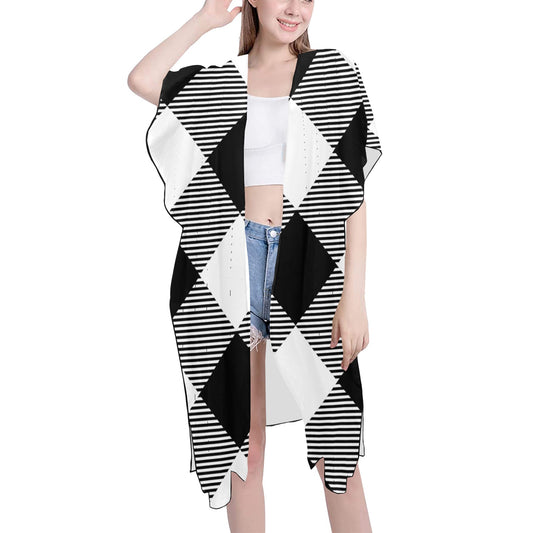 Black & White Chiffon Cover Up