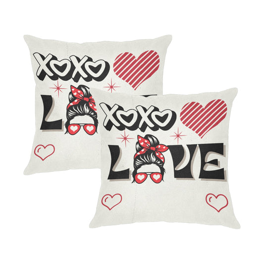 XOXO Love Linen Zippered Pillowcase 18"x18"(Pack of 2)