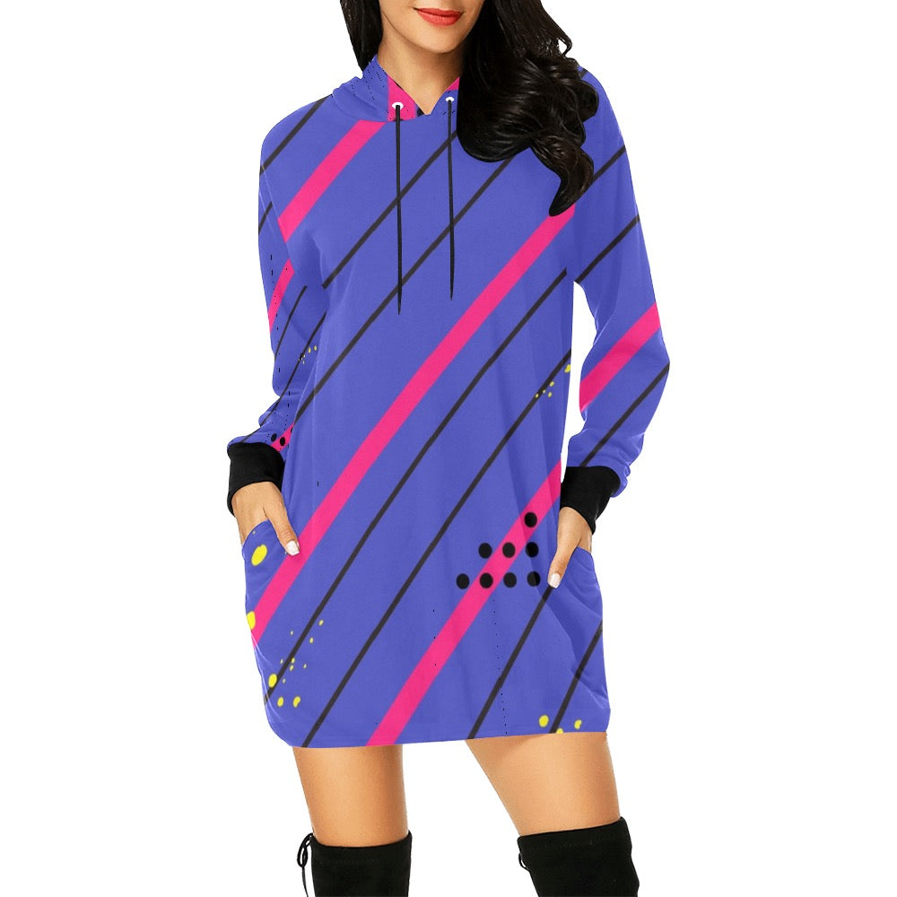 Blue Streak Hoodie Mini Dress