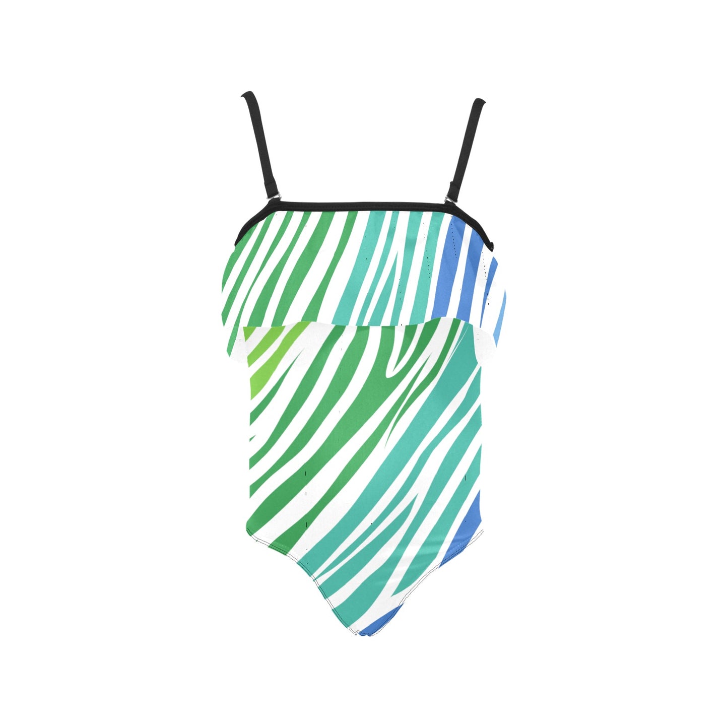 White Teal Zebra Girls Swimsuit