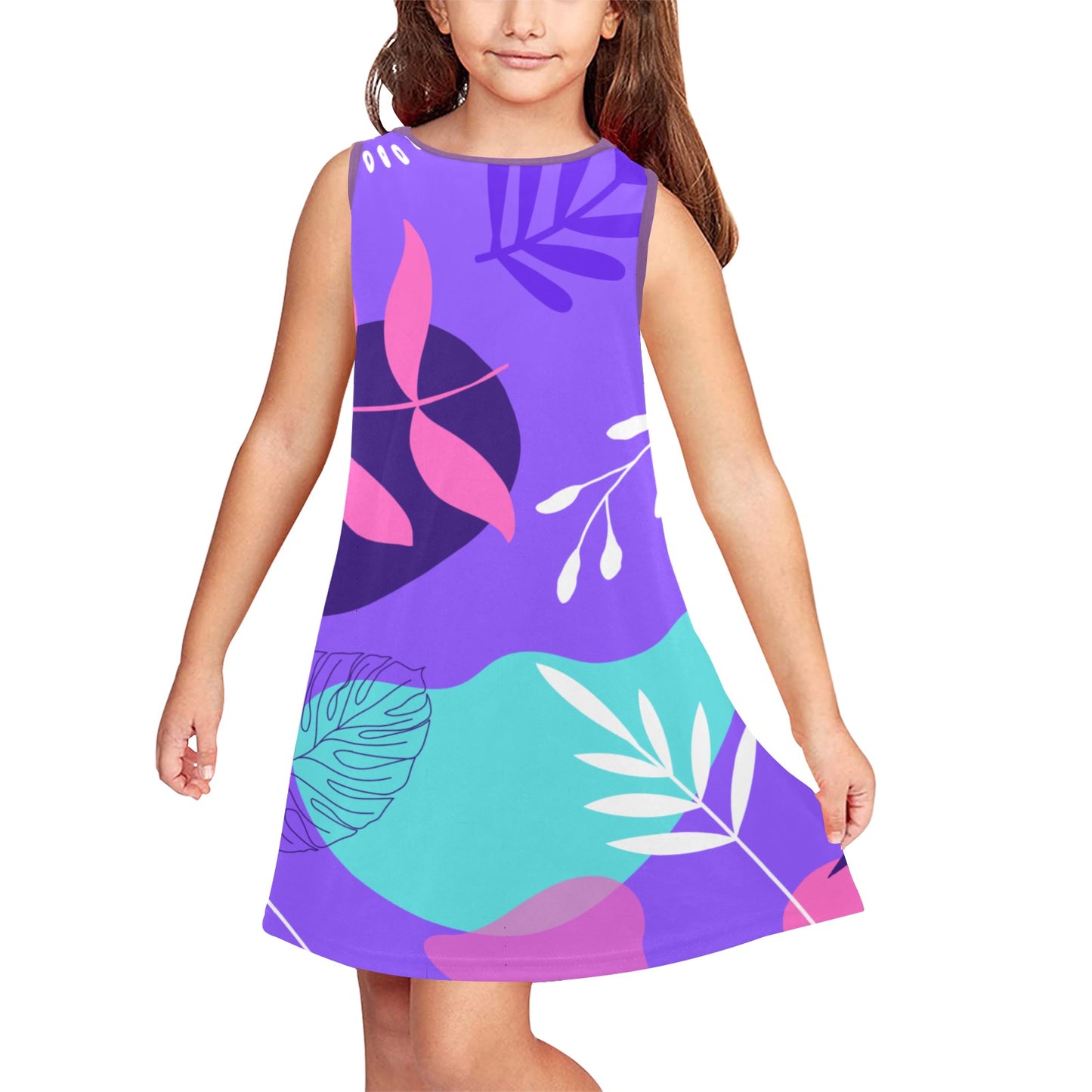 Purple Palms Girls' Sleeveless Dress