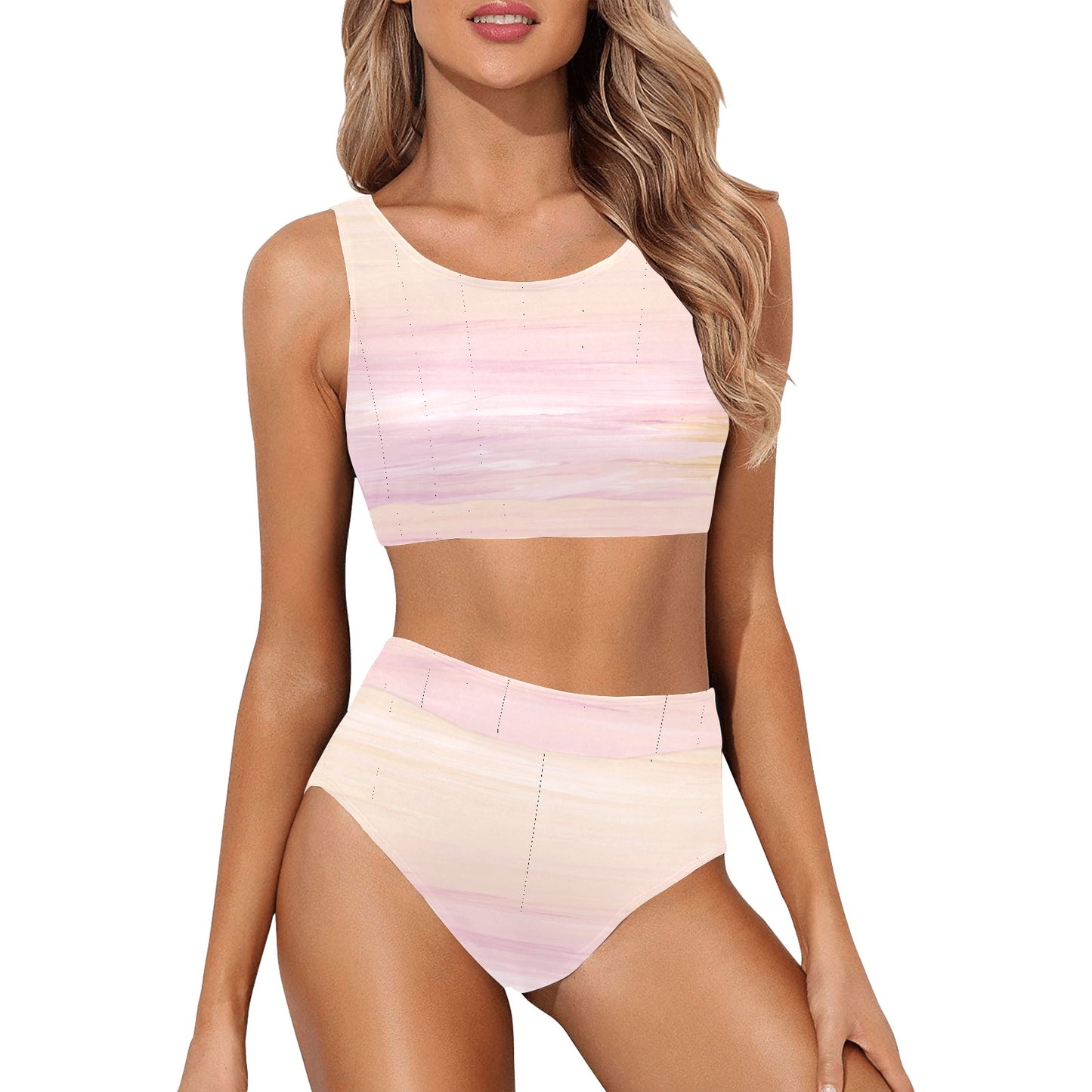 Peach Ombre Crop Top Bikini Set