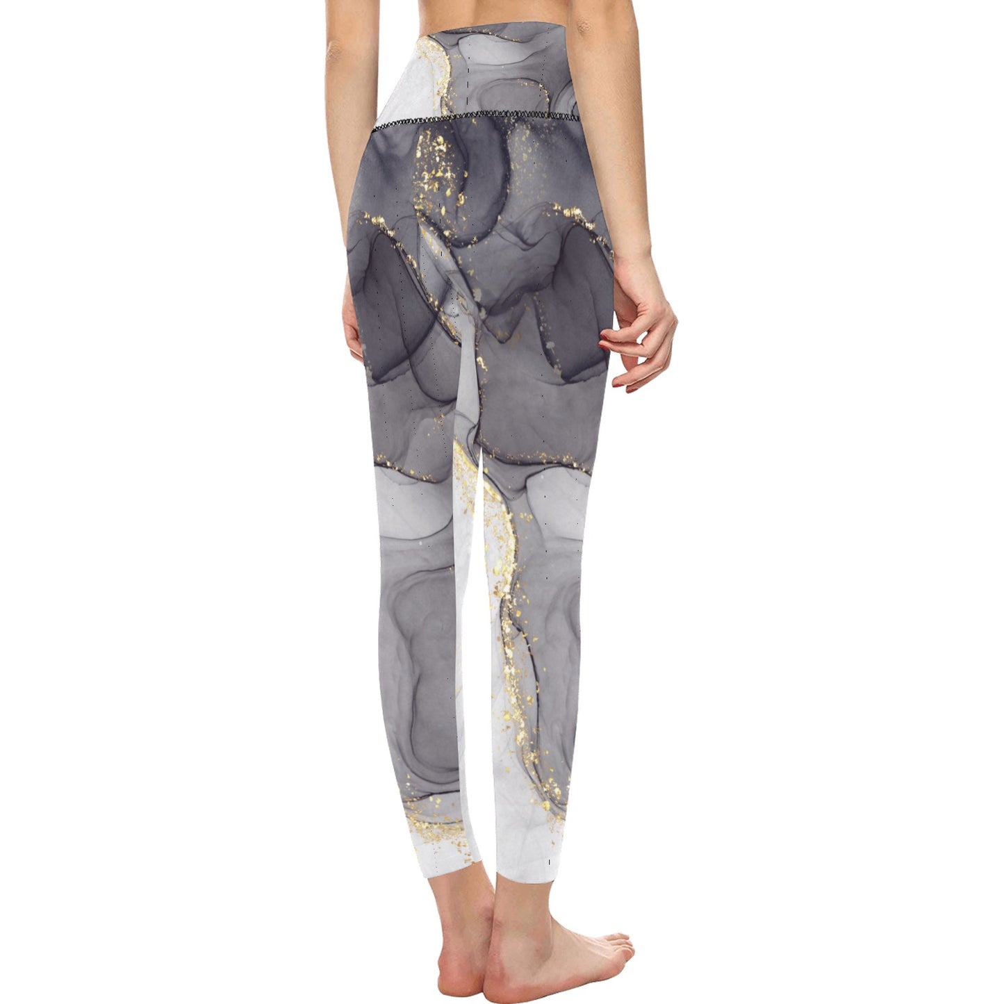 Grey Marble Women's High-Waisted Leggings