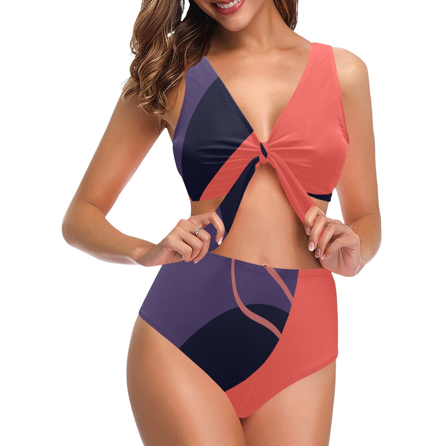 Orange You Chest Bow Tie Bikini Swimsuit