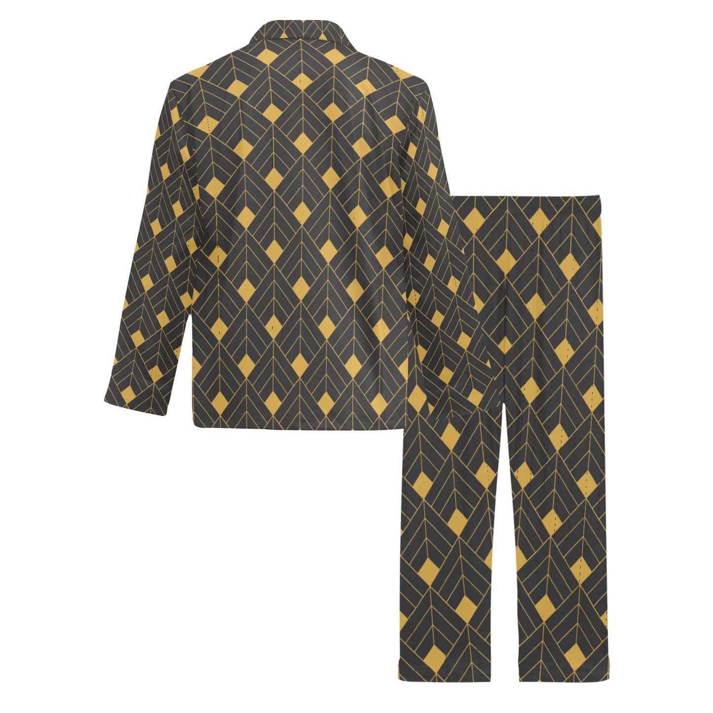 Gold Diamond Men's V-Neck Long Pajama Set