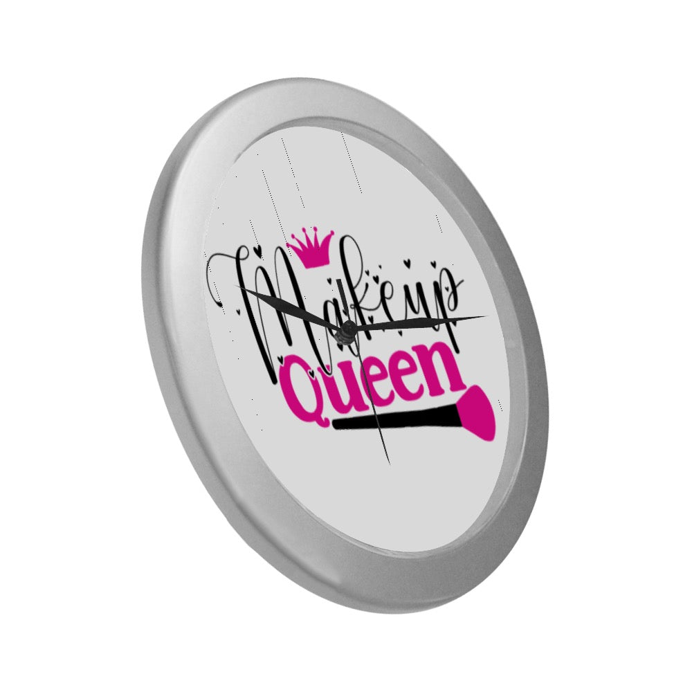 Makeup Queen Silver Circular Wall Clock