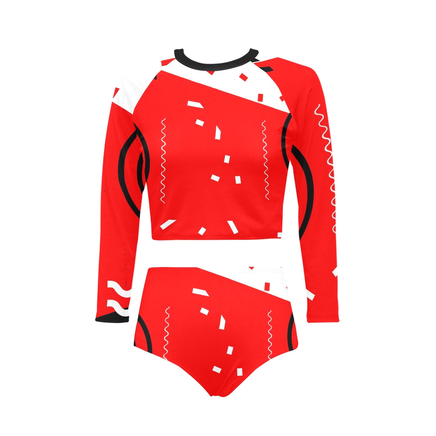 Red Does It Good Long Sleeve Bikini Set