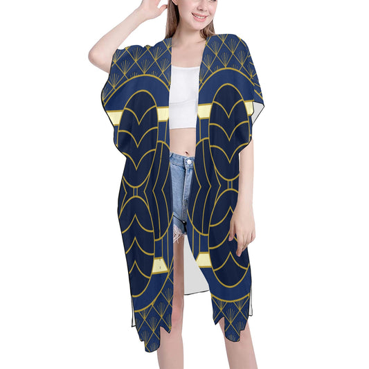 Navy Cute  Chiffon Cover Up