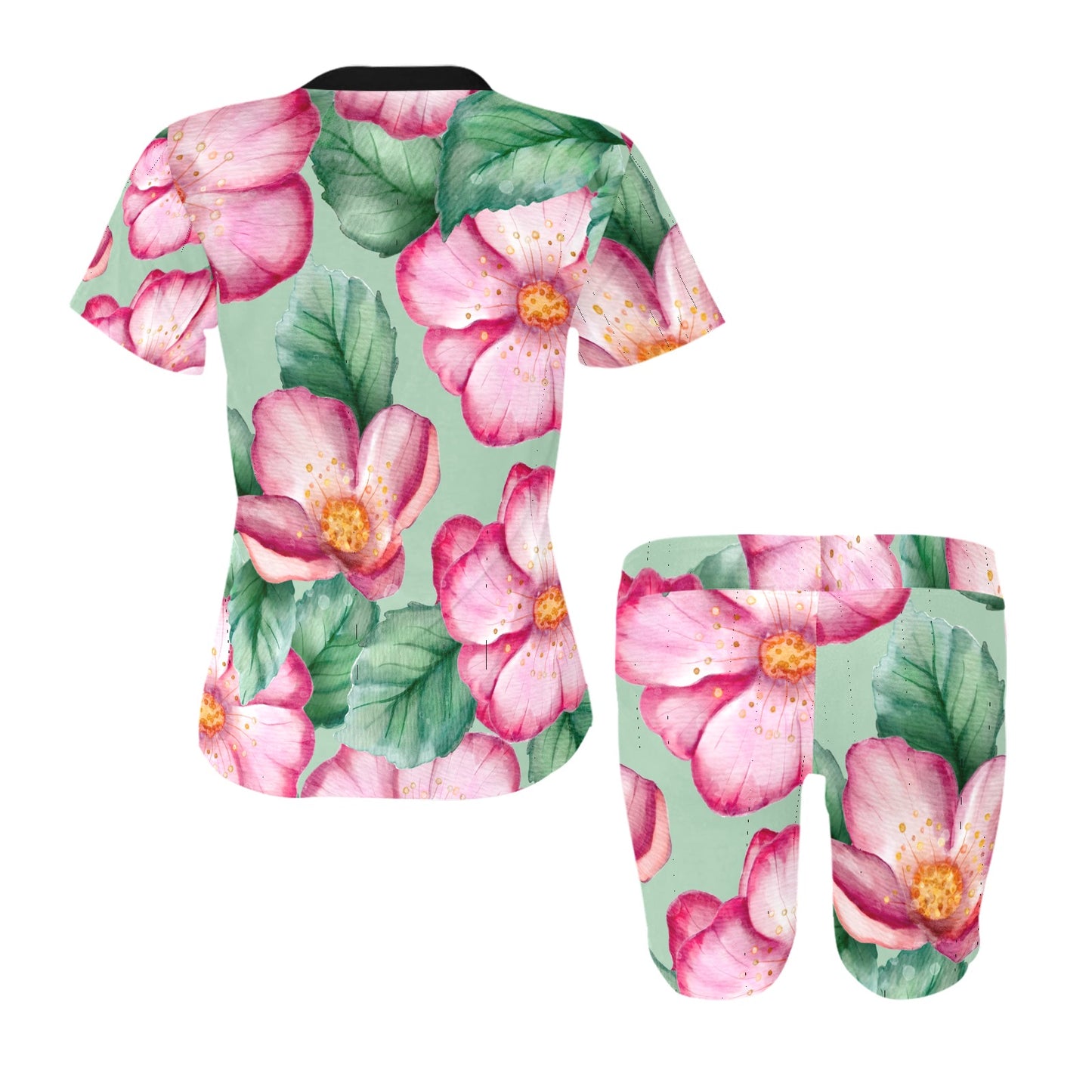 Green Flowers Women's Short Set