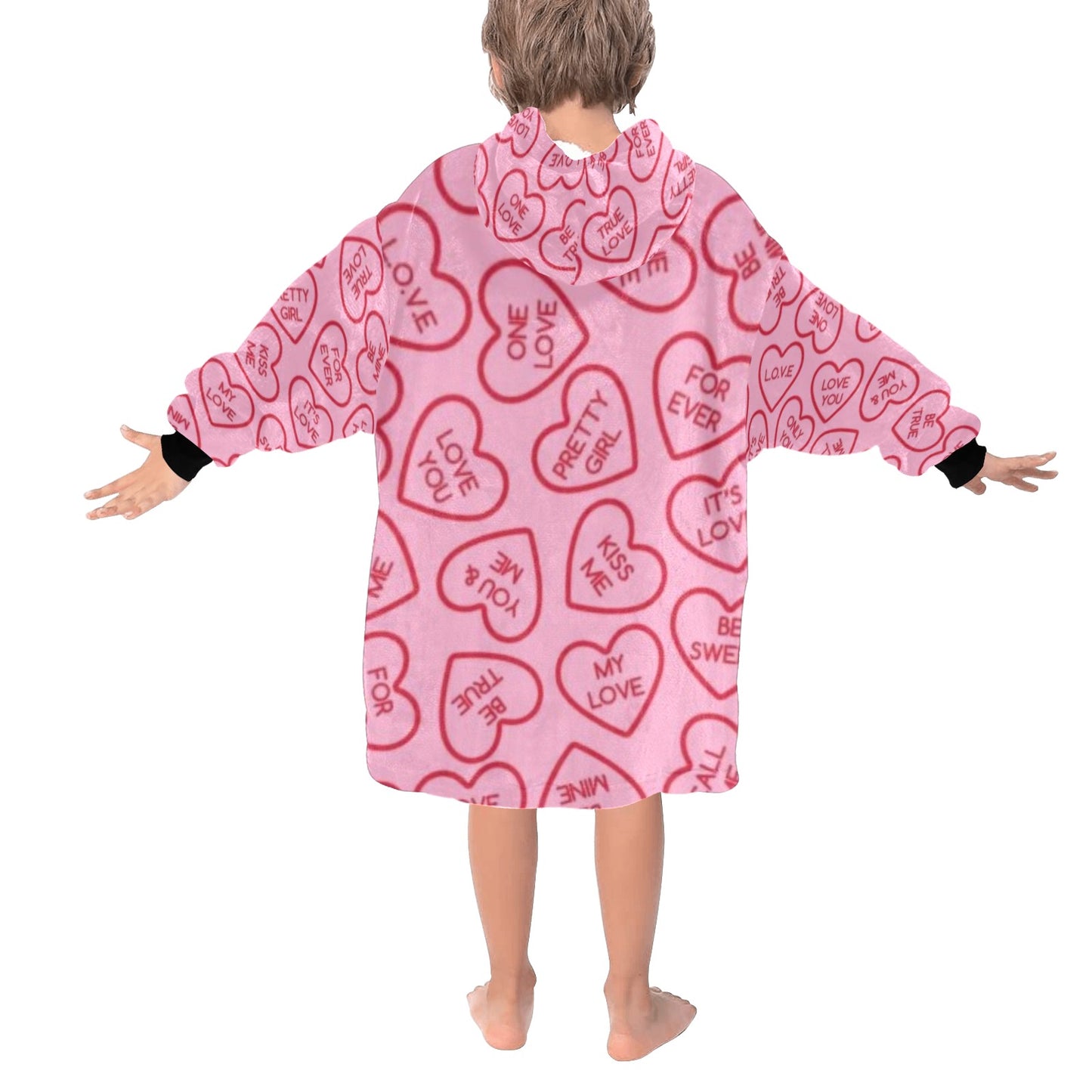 Valentines Day Blanket Hoodie for Kids