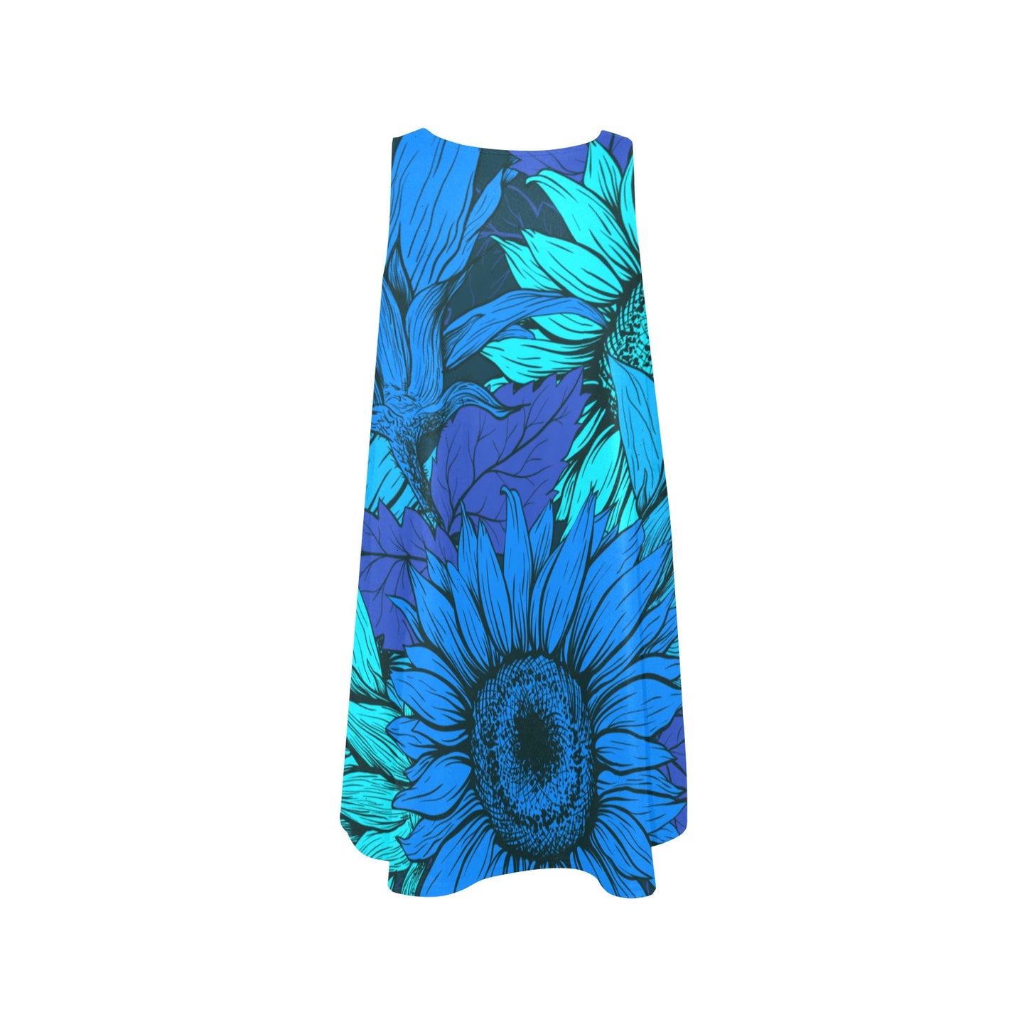 Blue Flow Sleeveless Pocket Dress