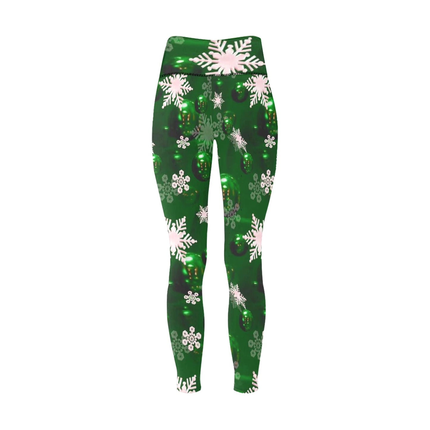 Green Christmas Women's High-Waisted Leggings