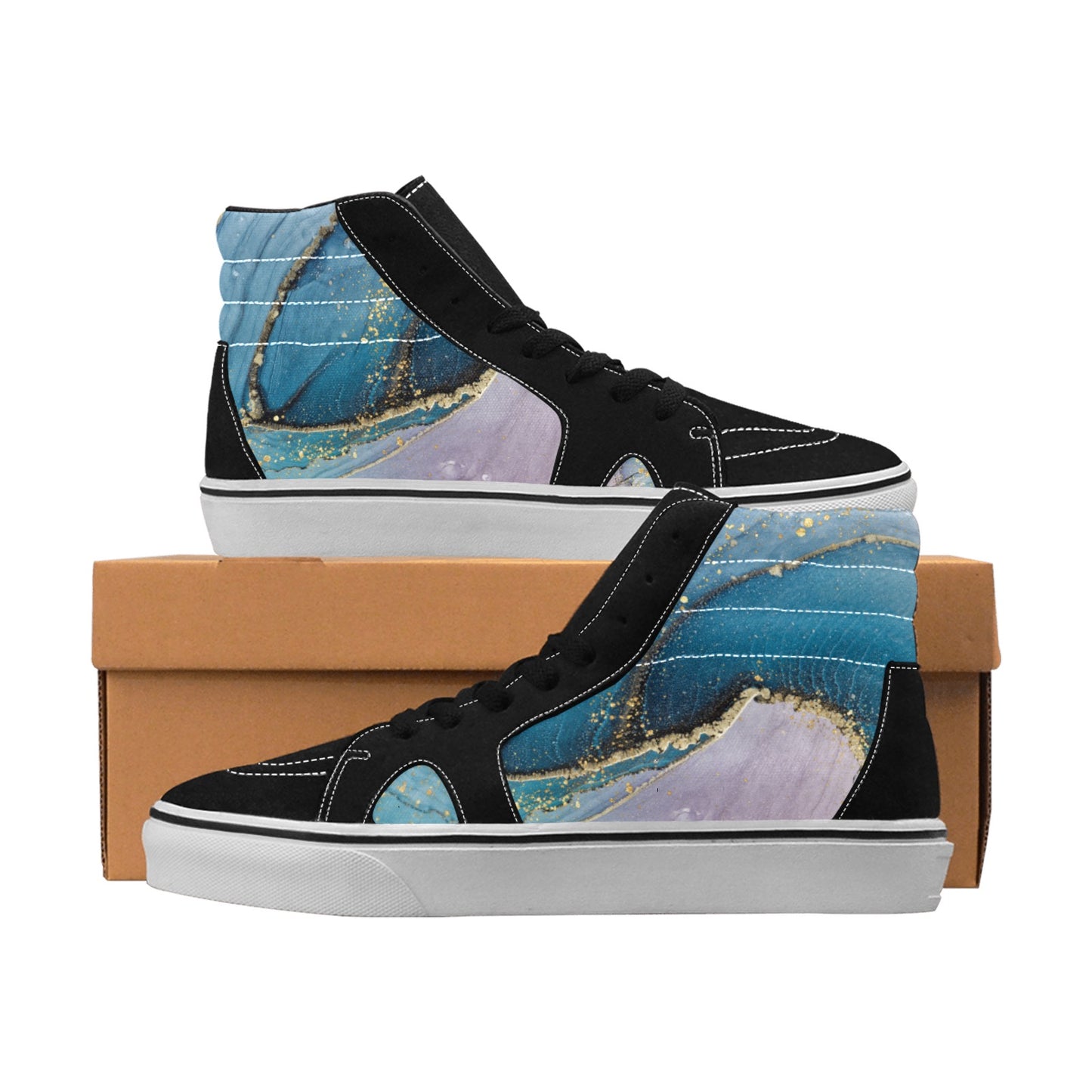 Blue Marble Men's High Top Skateboarding Shoes