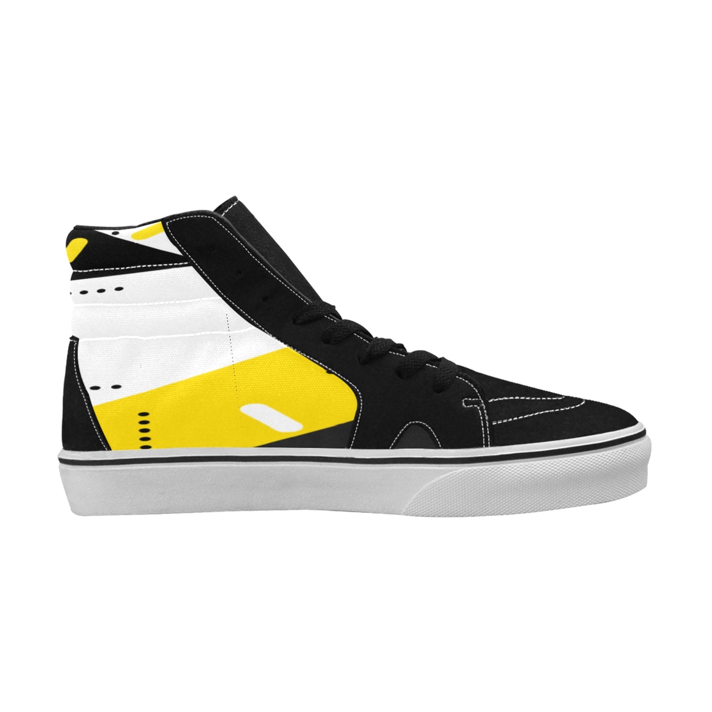 Black & Yellow Women's High Top Skateboarding Shoes