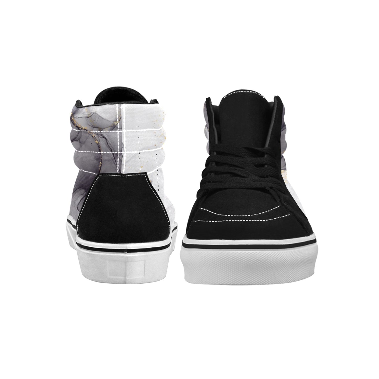 Grey Marble Women's High Top Skateboarding Shoes