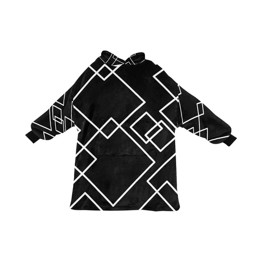 Black Squared Blanket Hoodie for Adults