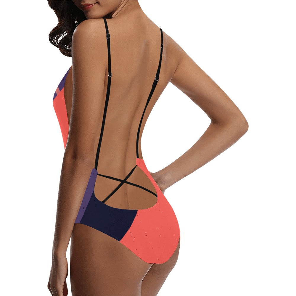 Orange You Sexy Lace Backless One-Piece Swimsuit