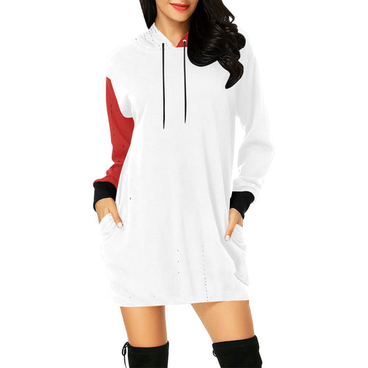 White & Red Hoodie Mini Dress