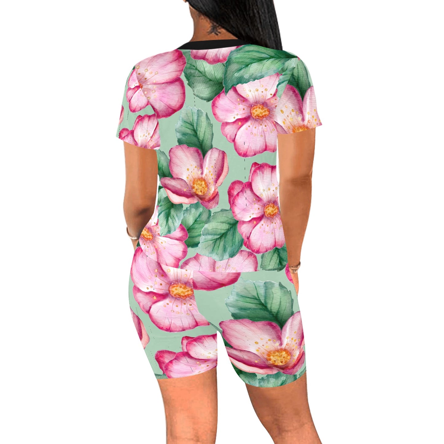 Green Flowers Women's Short Set