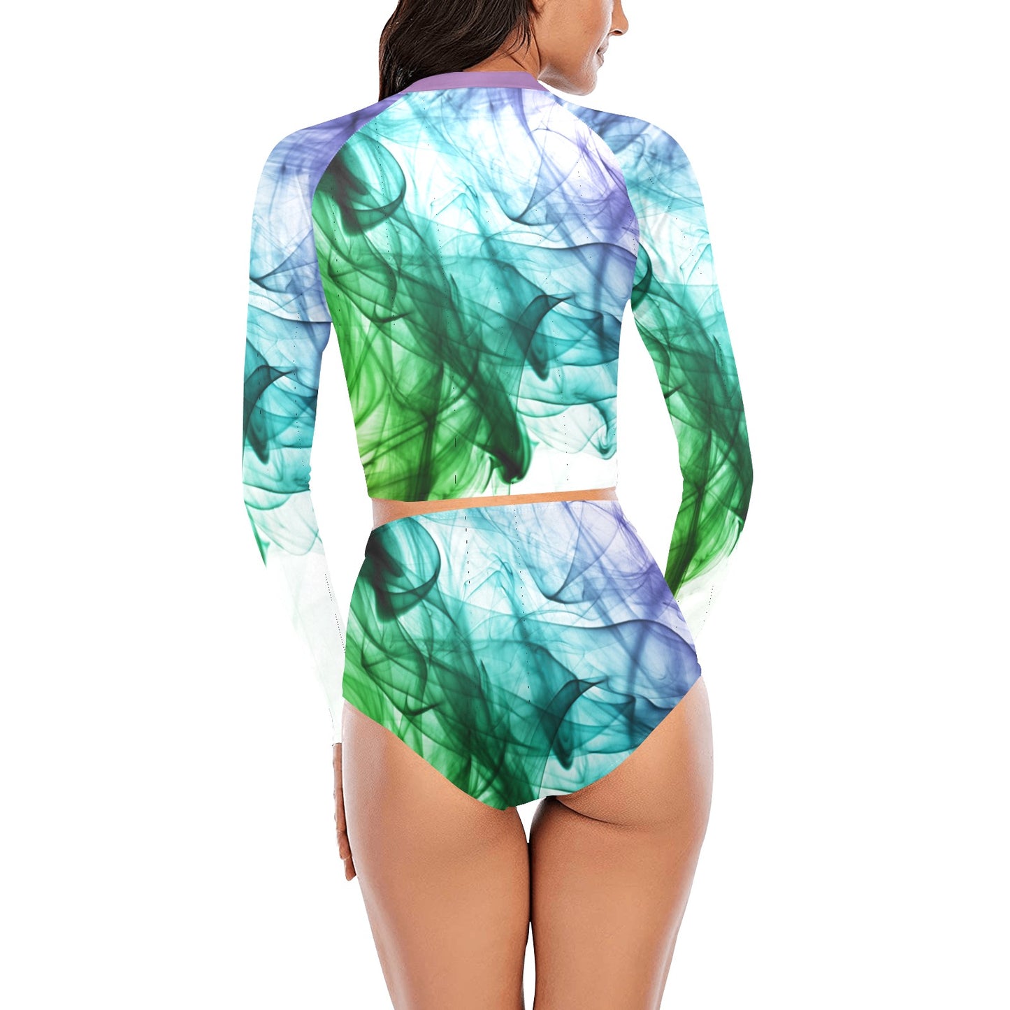 Color Whirl Long Sleeve Bikini Set