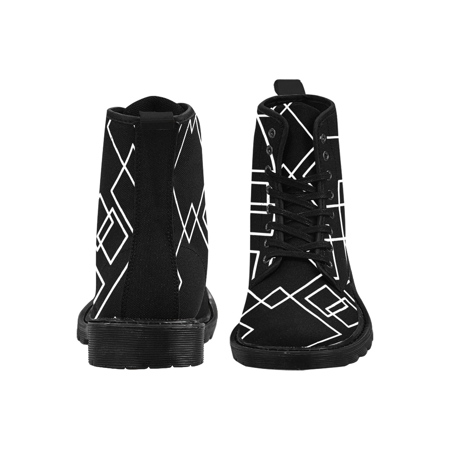 Black Squared Martin Boots- Women (Black)