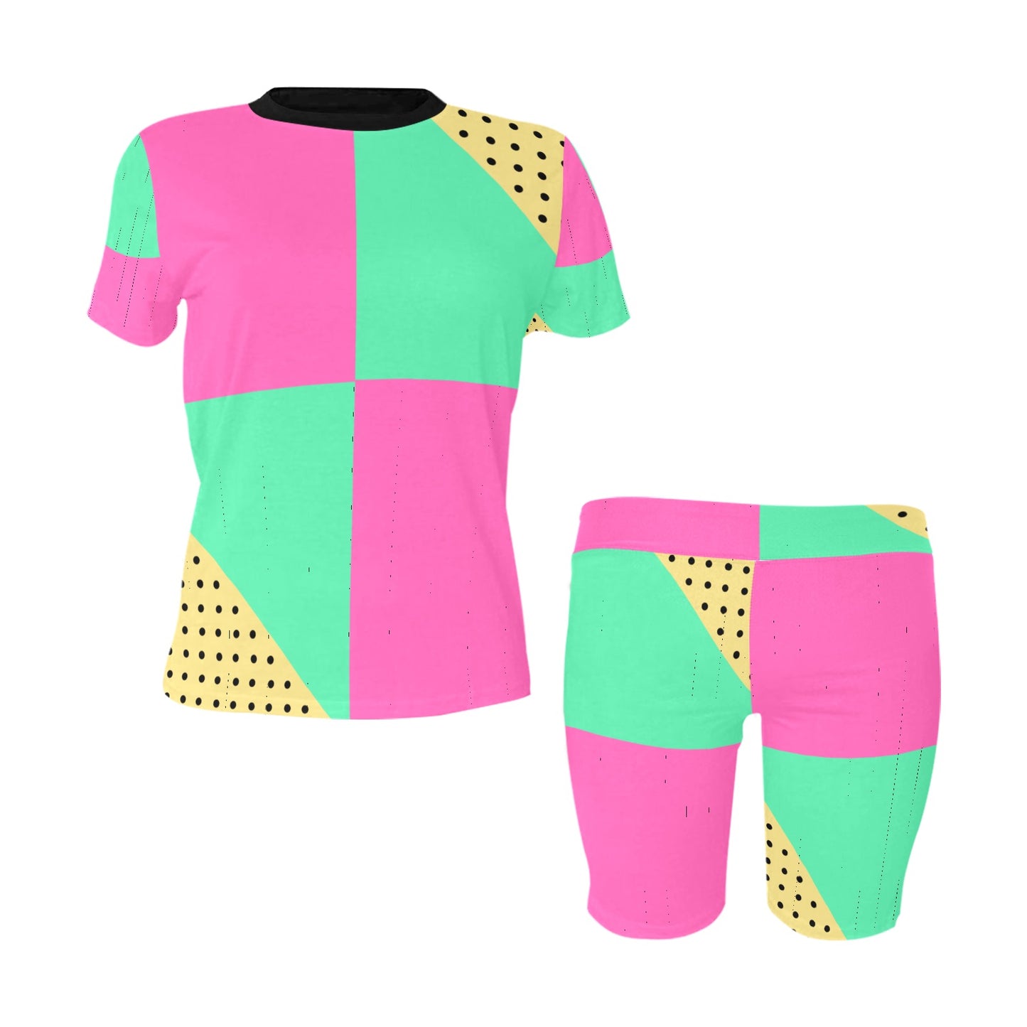 Pink Teal Women's Short Set