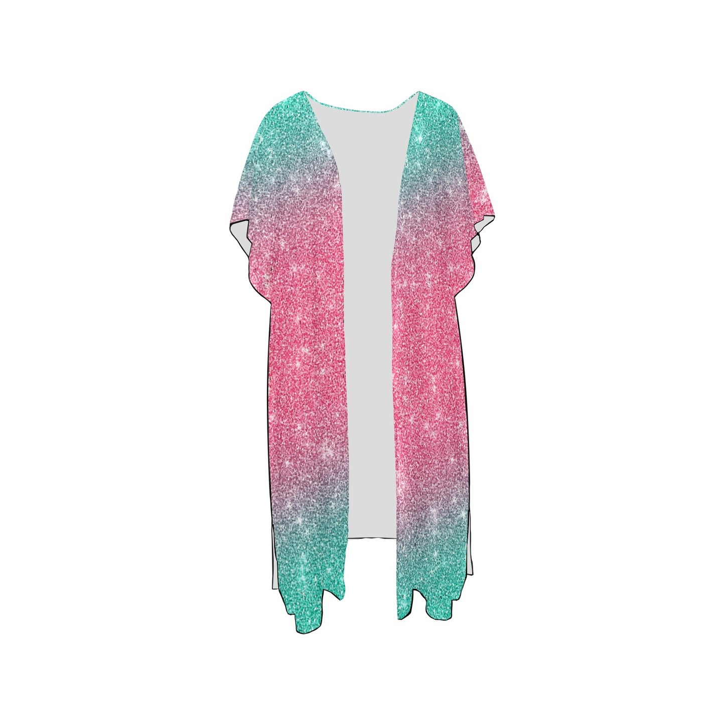 Teal & Pink Chiffon Cover Up