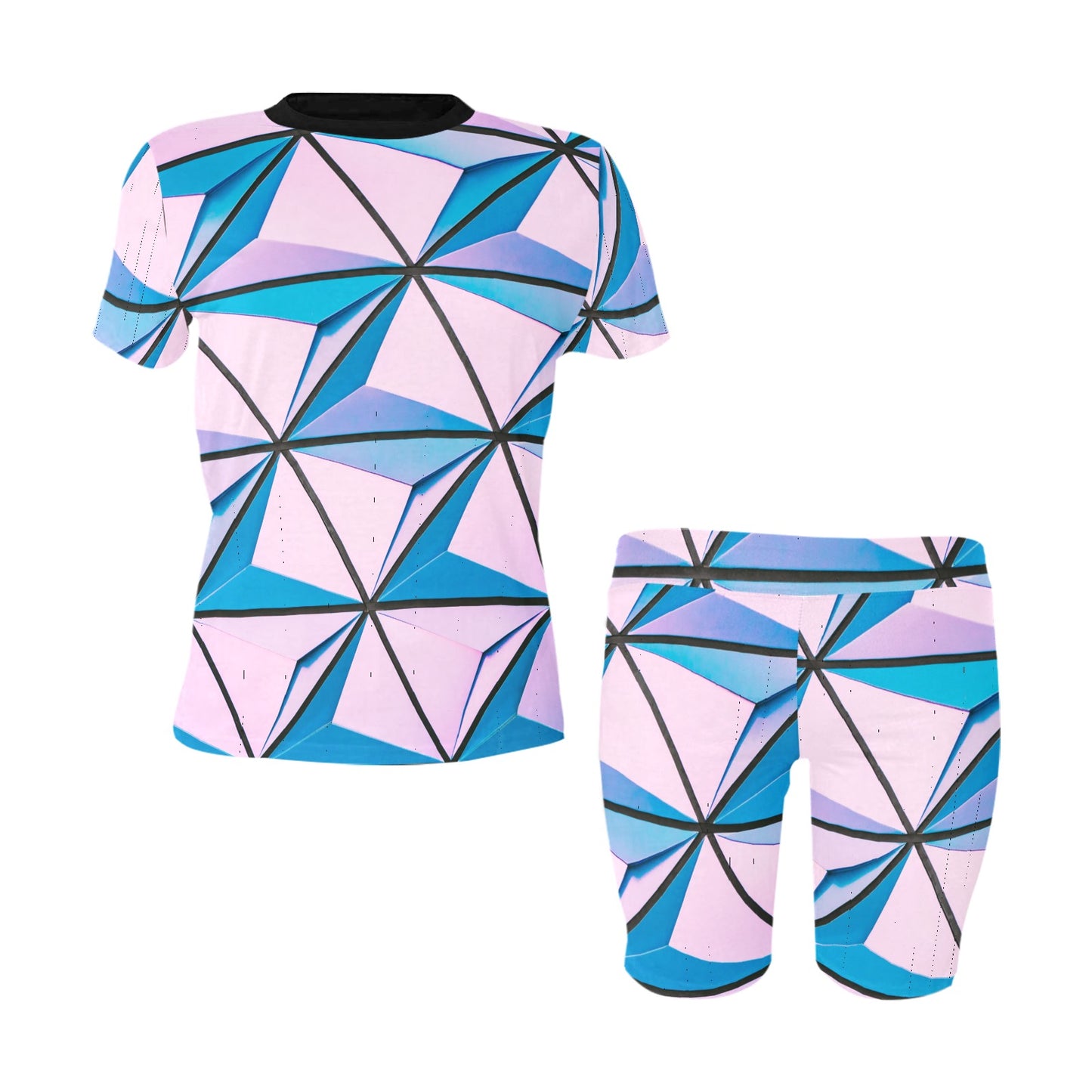 Pink Abstract Women's Short Set