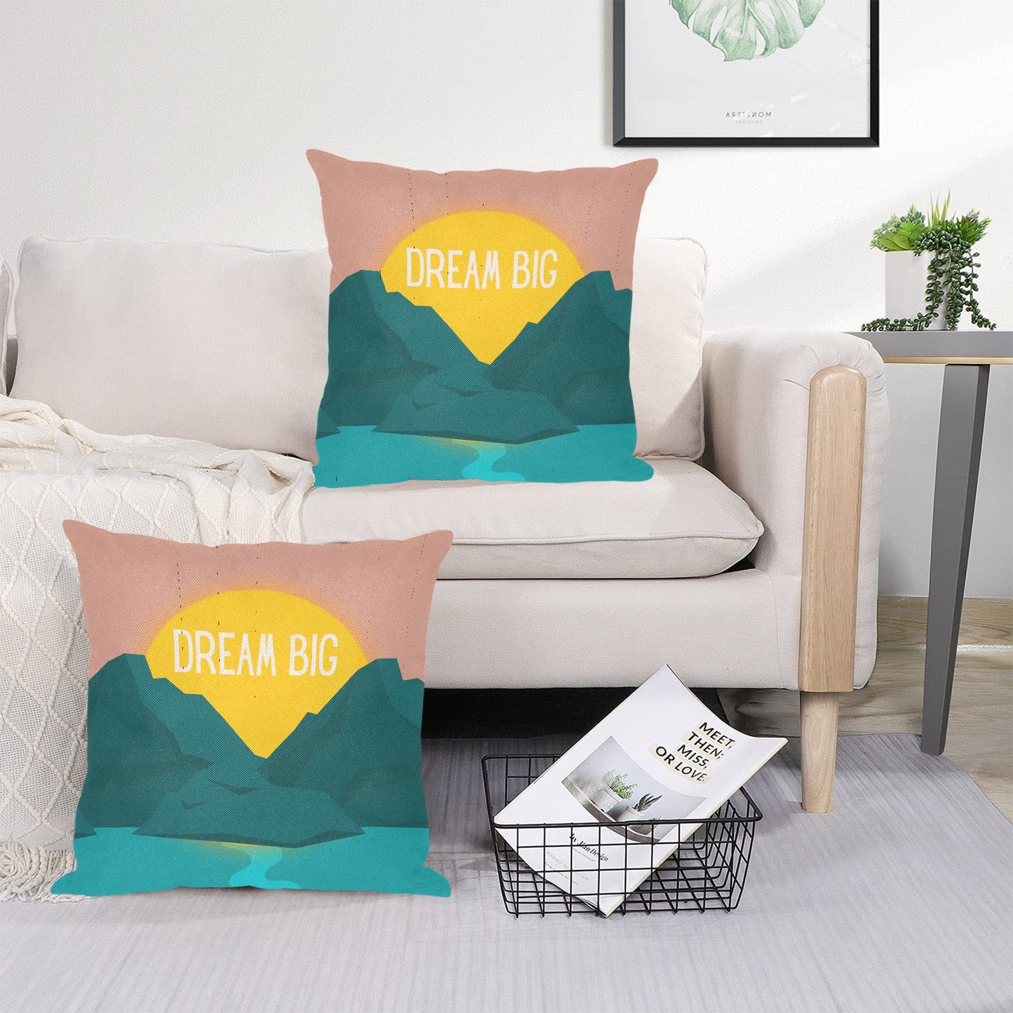 Dream Big Linen Zippered Pillowcase 18"x18"(Pack of 2)