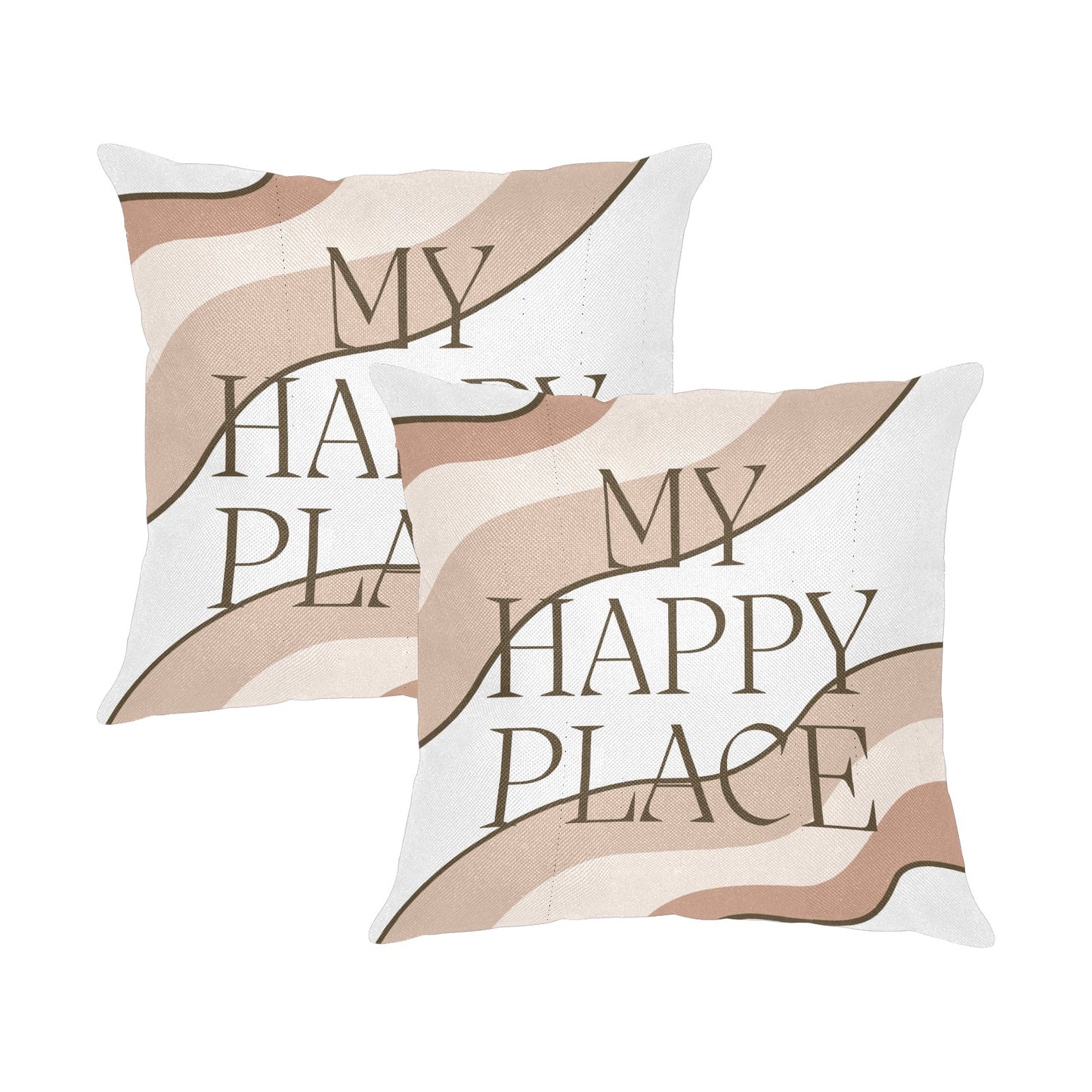 Happy Place Linen Zippered Pillowcase 18"x18"(Pack of 2)