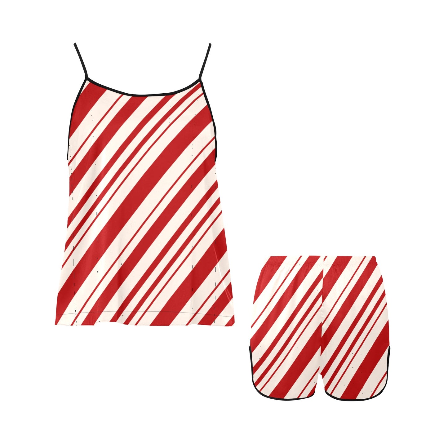 CHRISTMAS- Candy Cane Women's Spaghetti Strap Short Pajama Set