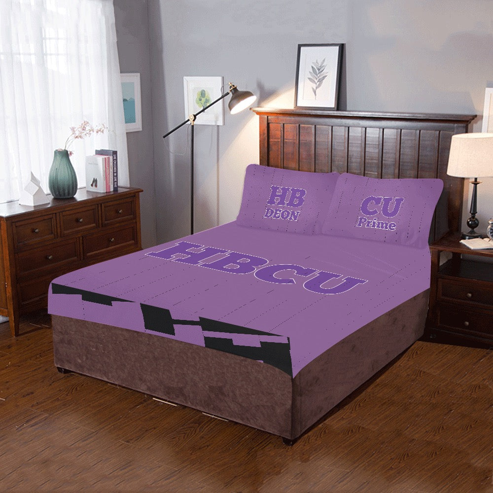 Purple & White HBCU 3-Piece Bedding Set