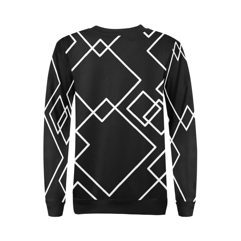 Black Squared Crewneck Sweatshirt for Women