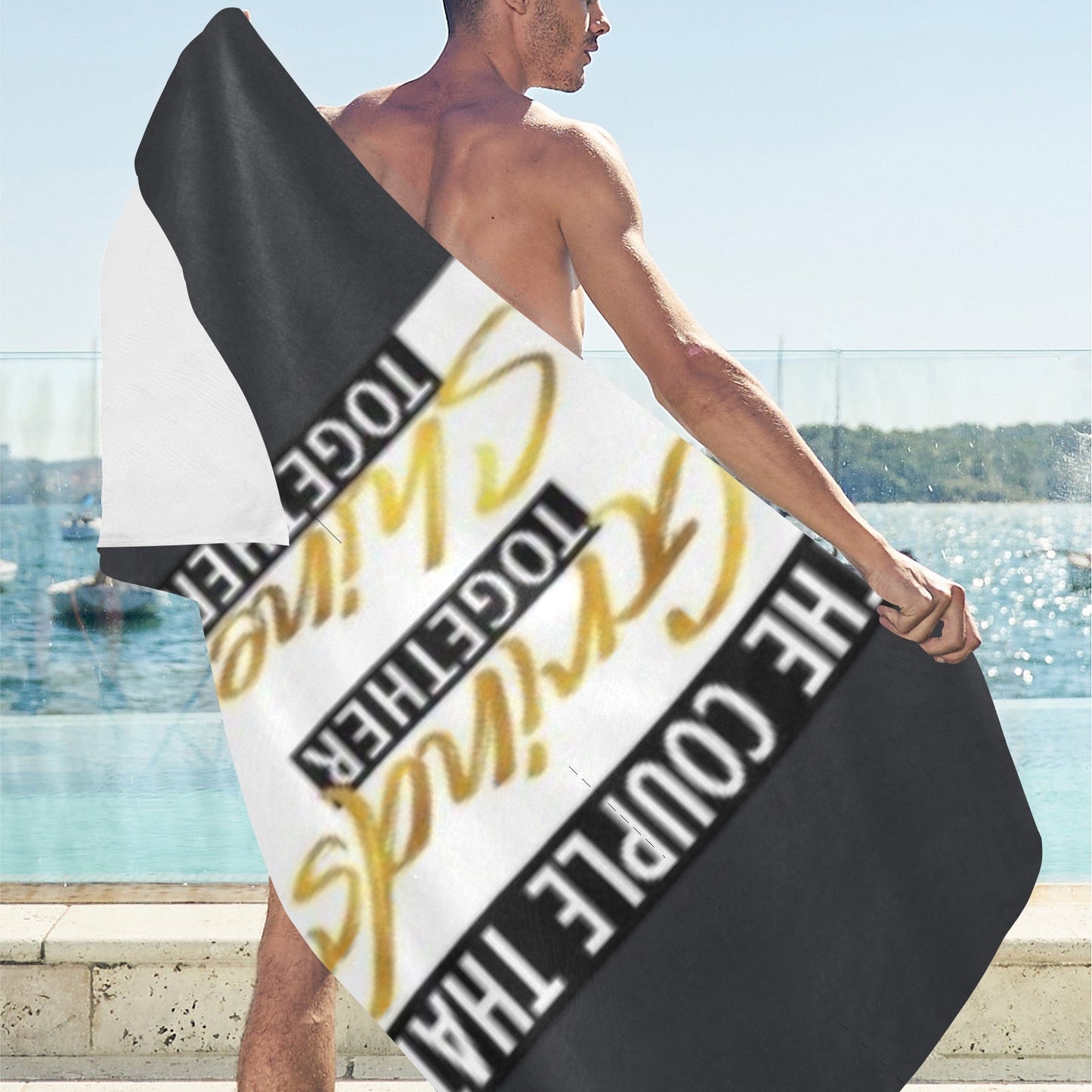 The Couple Grinds Beach Towel 32"x 71"