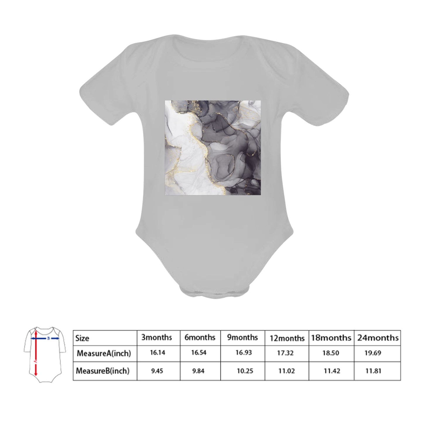 Grey Marble Baby Onesie