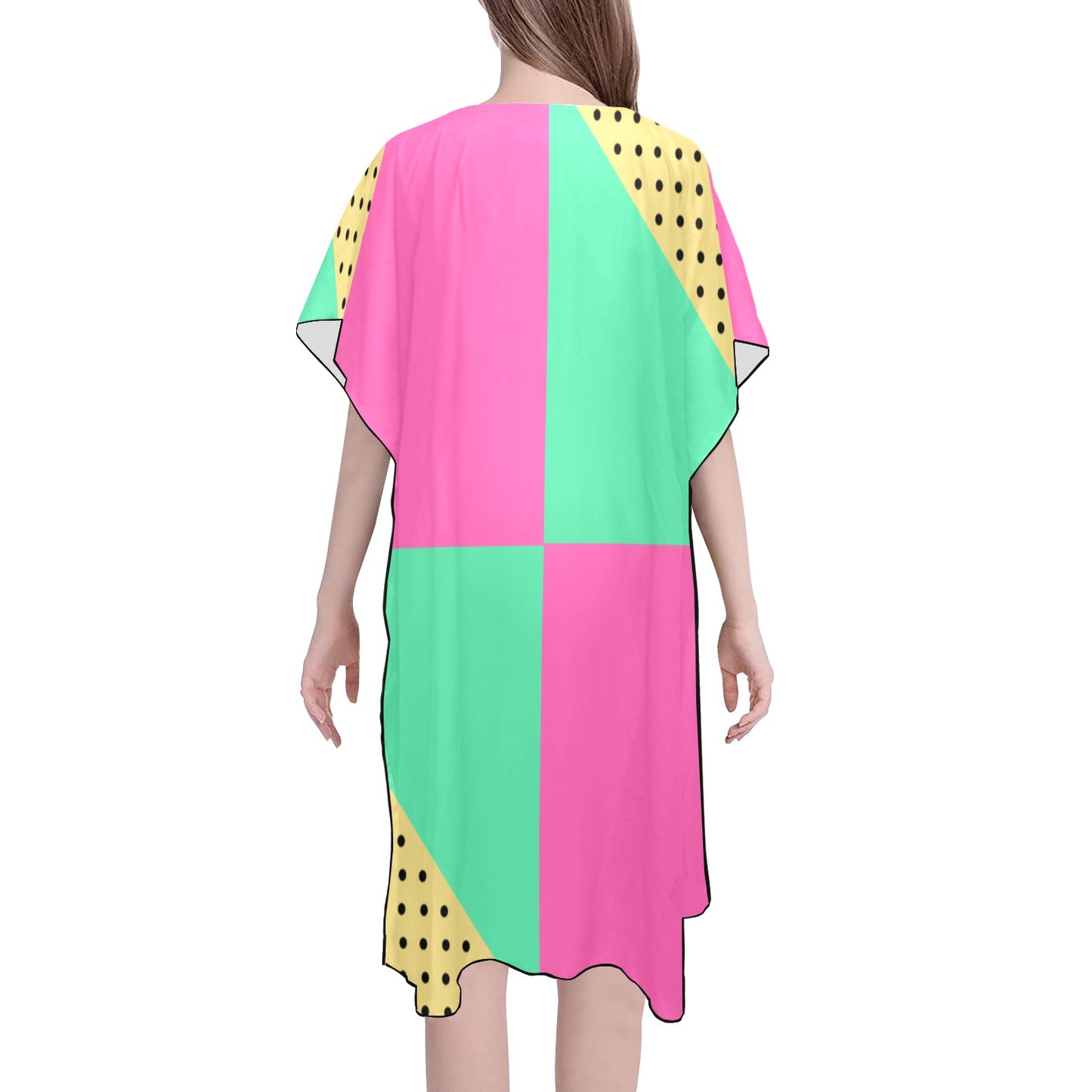 Pink Teal  Chiffon Cover Up