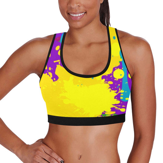 Yellow Splatter Women's Sports Bra