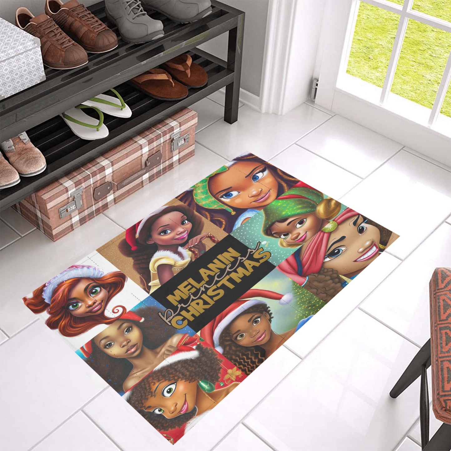 Melanin Christmas Doormat 30" x 18" (Sponge Material)