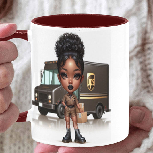 UPS Worker Girl Custom Inner Color Mug (11oz)