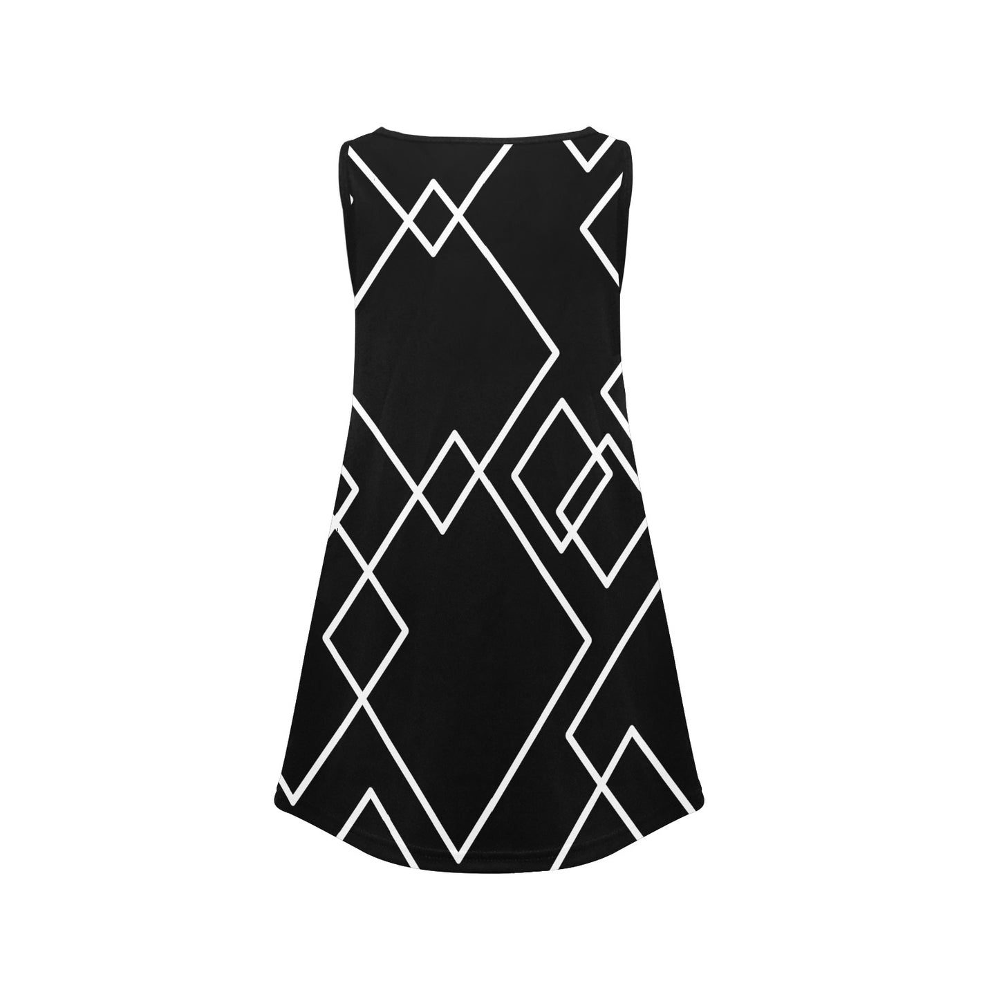 Black Squared Girls' Sleeveless Dress