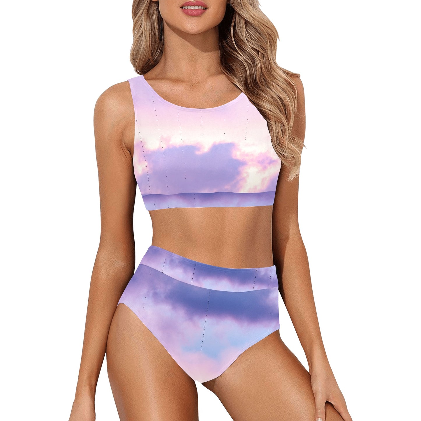 Pastel Skies Crop Top Bikini Set