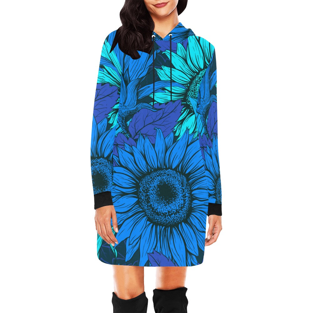 Blue Flow Hoodie Mini Dress