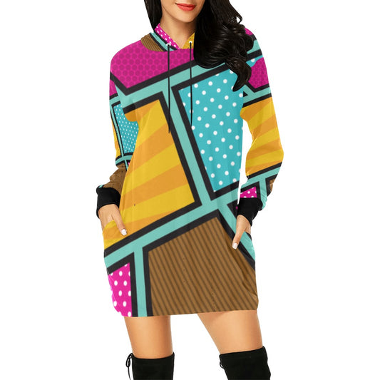 Geo Colorful Hoodie Mini Dress