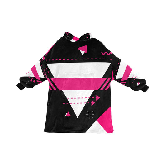 Black and Pink Blanket Hoodie for Kids