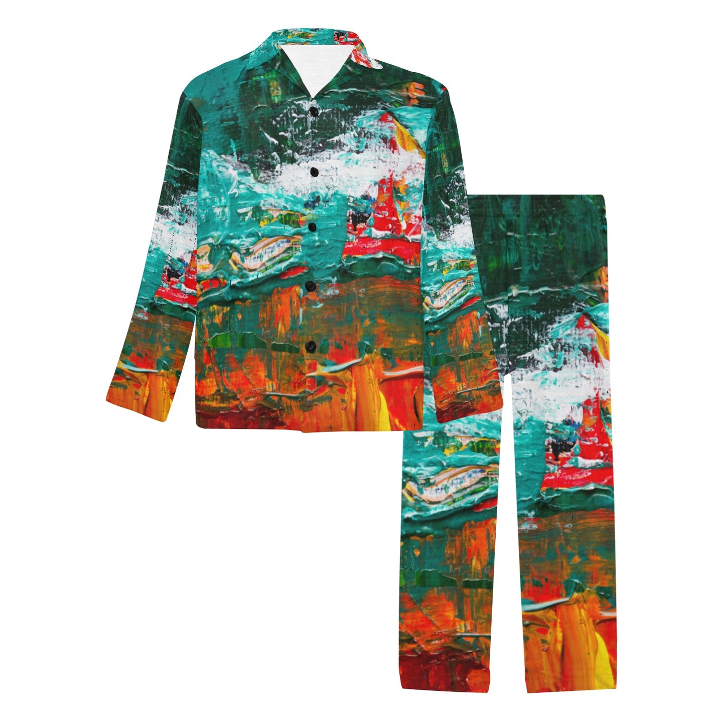 Painting Men's V-Neck Long Pajama Set