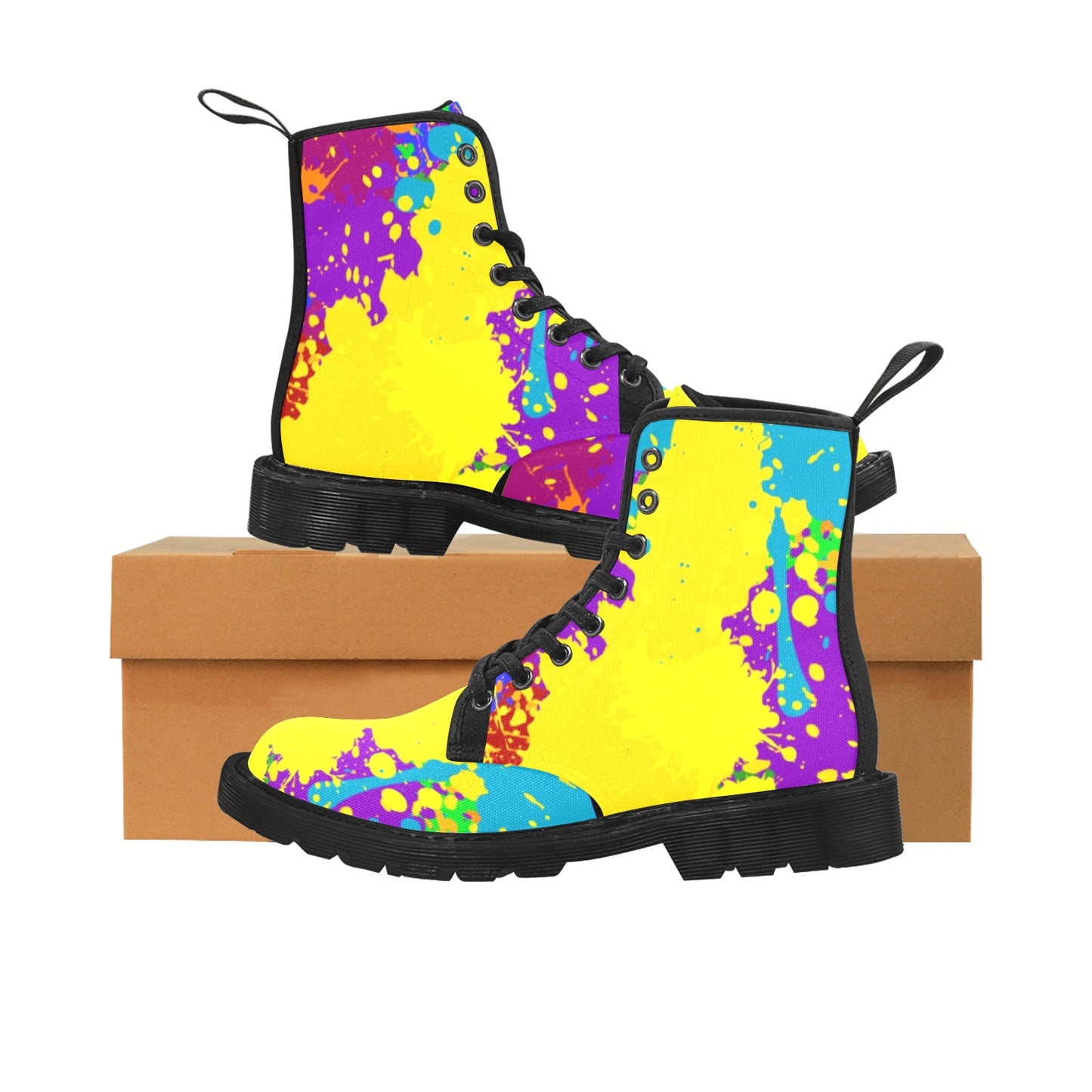 Yellow Splatter Martin Boots-Men (Black)