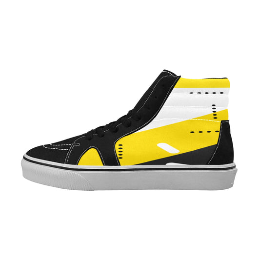 Black & Yellow Women's High Top Skateboarding Shoes