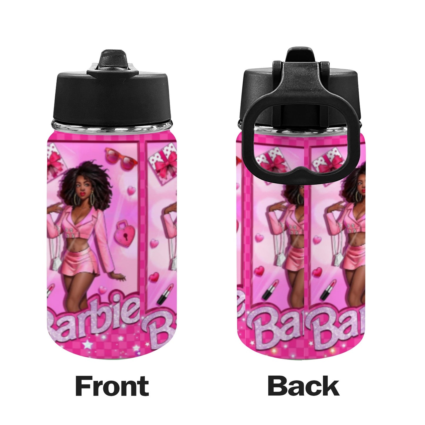 Barbie Kids Water Bottle with Straw Lid (12 oz)